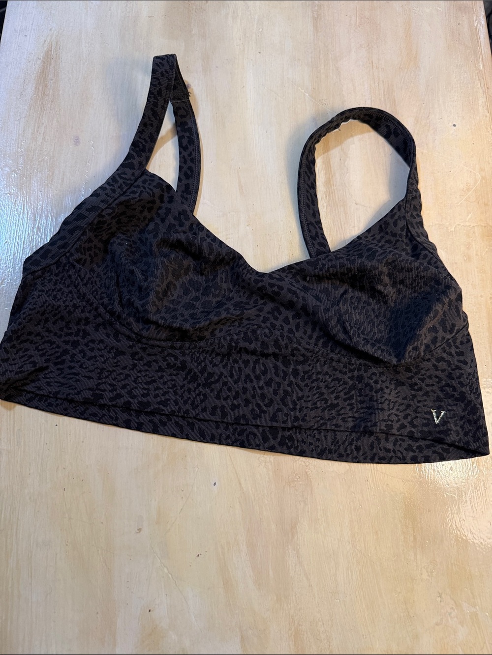 Victoria's Secret Black Leopard Wireless Bralette. LG